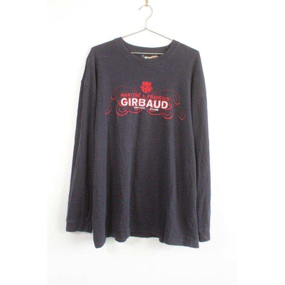 Vintage Marithe Francois Girbaud Logo Print Long Sleeve Tee Shirt Black 3XL